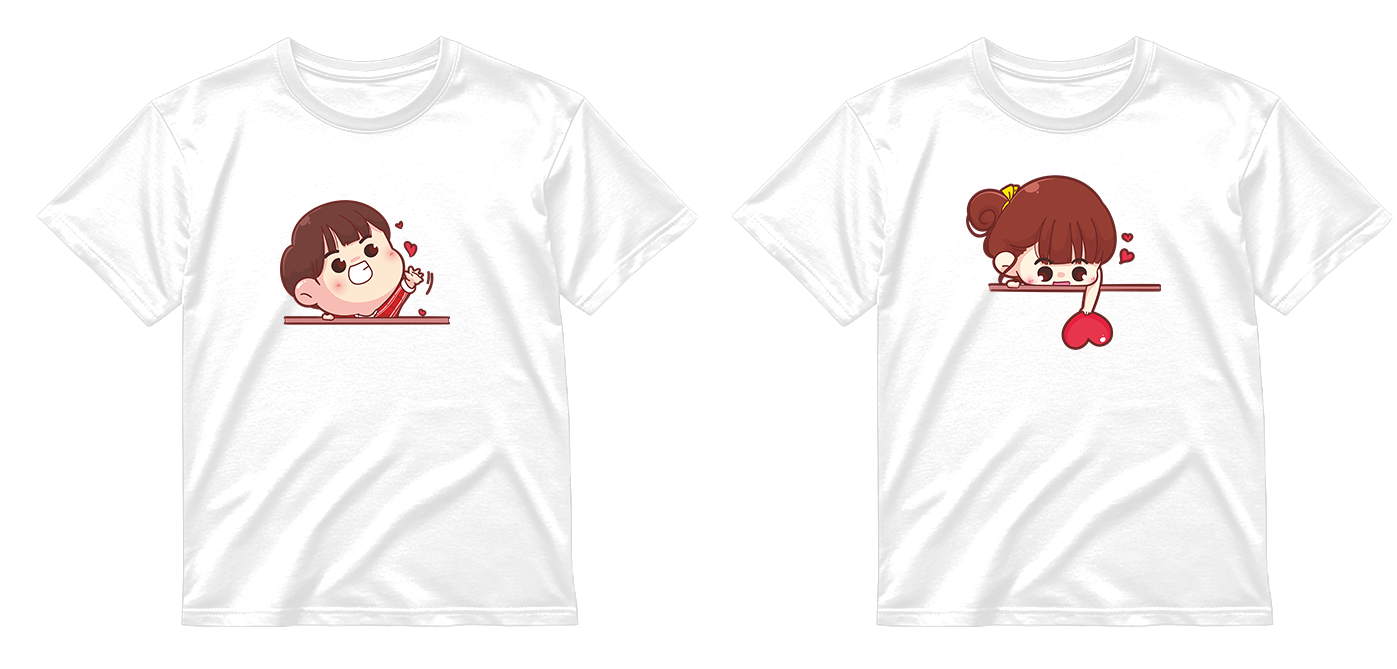 „Širdelės jam ir jai" COMBO Marškinėliai