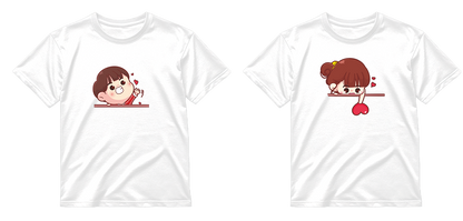 „Širdelės jam ir jai" COMBO Marškinėliai