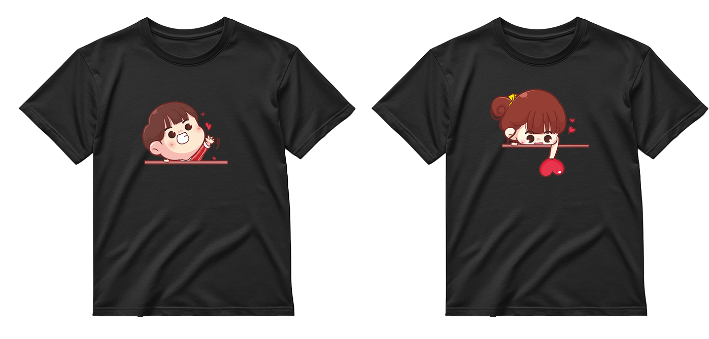 „Širdelės jam ir jai" COMBO Marškinėliai