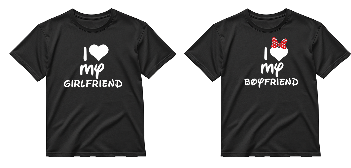 „I ♥ my GIRLFRIEND / BOYFRIEND" COMBO Marškinėliai
