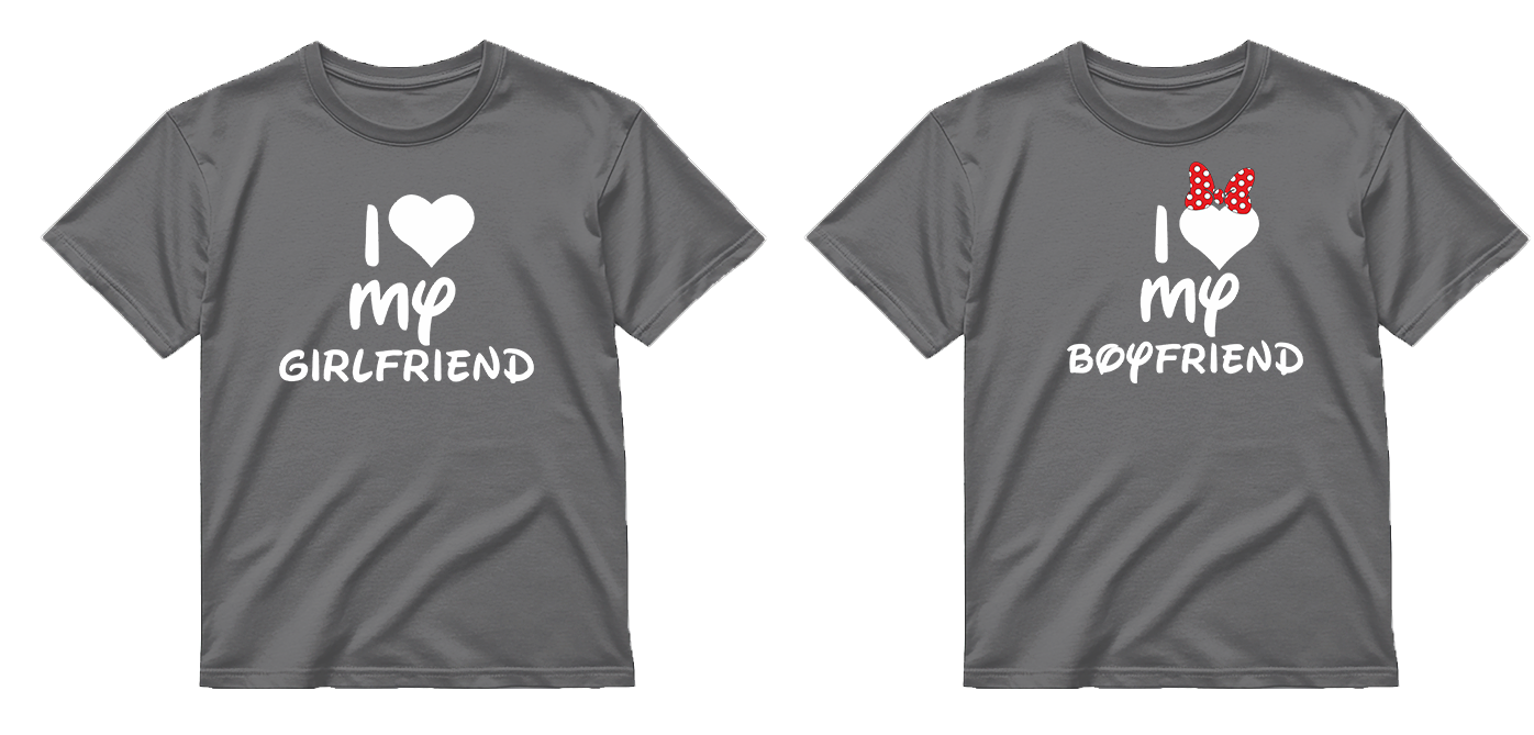 „I ♥ my GIRLFRIEND / BOYFRIEND" COMBO Marškinėliai