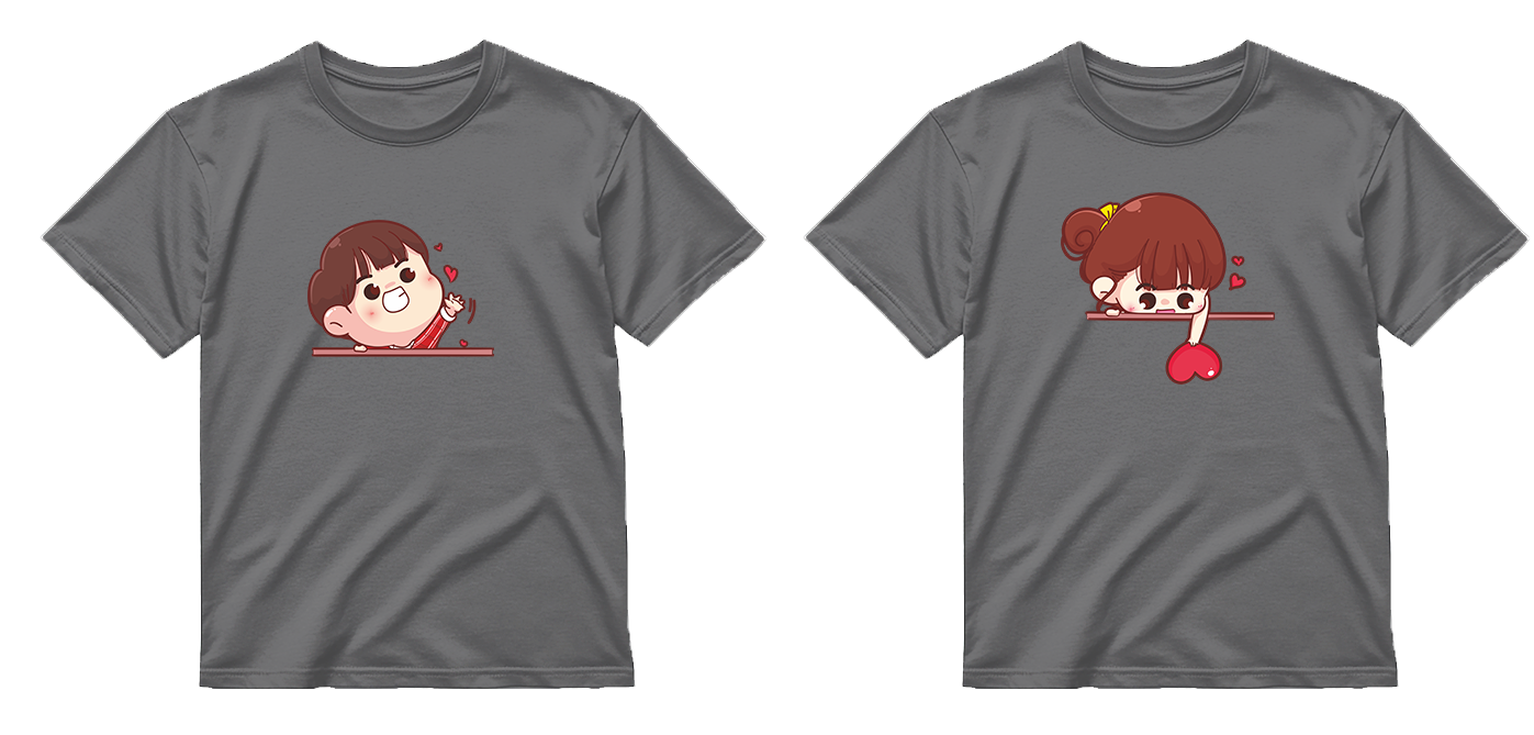 „Širdelės jam ir jai" COMBO Marškinėliai