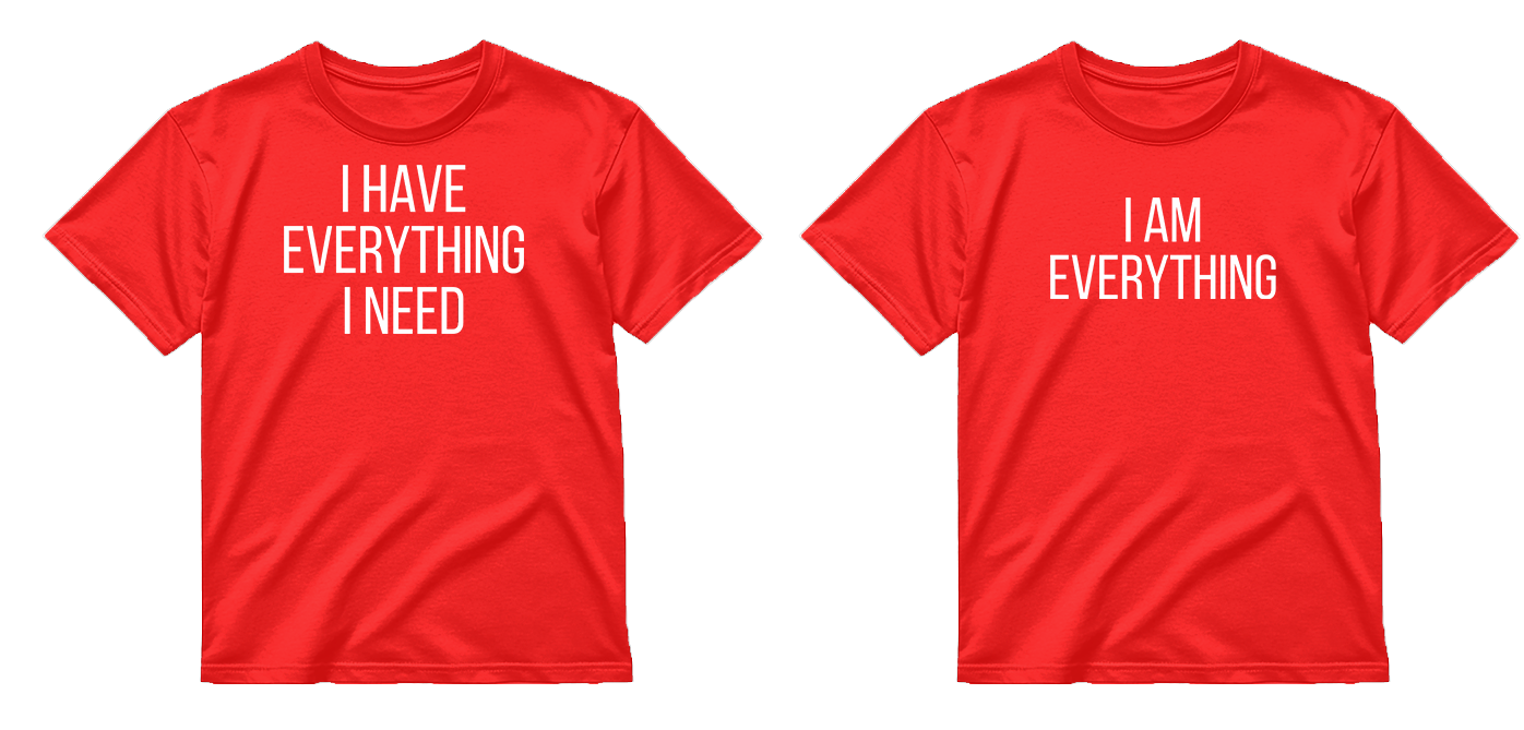 „Aš esu viskas / Turiu viską" COMBO Marškinėliai